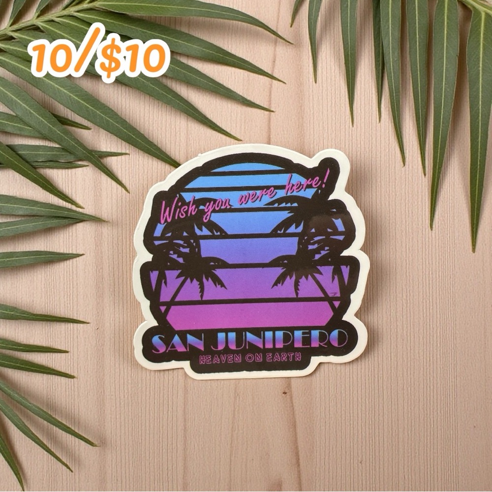 San Junipero “Wish You Were Here” Sunset Sticker